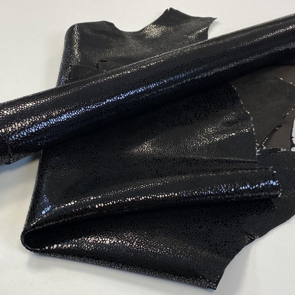 Leder schwarz Exotische Nubuk Lammleder 0,9-1,1 mm, Lederzuschnitt
