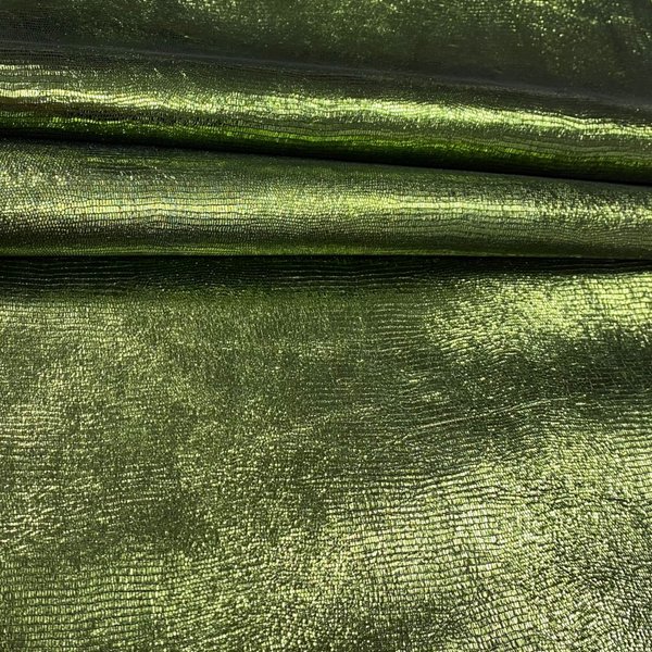 Leder geprägt, Reptilienoptik grün, Lammnappa, stärke 1,1-1,3mm