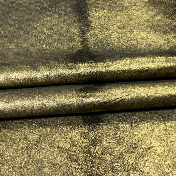 Italienisches Cavallino-Leder, Haare auf Leder gold 1,0-1,2 mm geprägt