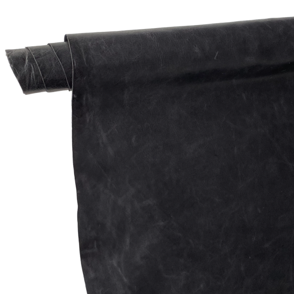 Pflanzlich gegerbtes Rindsleder Pull up schwarz| Leder Meterware Soft